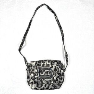 GUESS Y2K Mini Snakeskin Crossbody Bag Gray Black Faux Leather Log